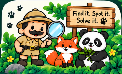 Mr. Grizzle with a fox and panda.